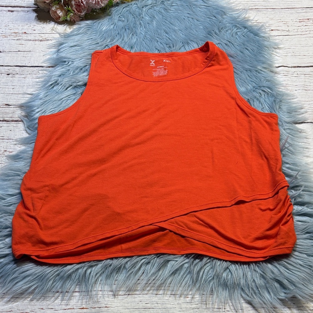 Xersion Orange Stretch Ruched Sides Tank Top sz XXL